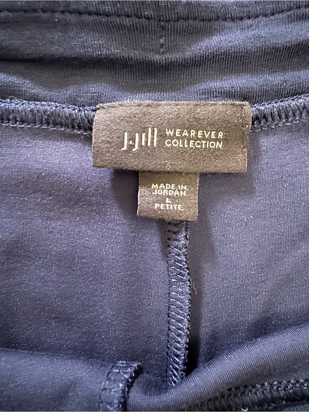 J. Jill Wearever Wide Leg Crop Pants Navy Pull On Stretch Large Petite Travel - Picture 6 of 6